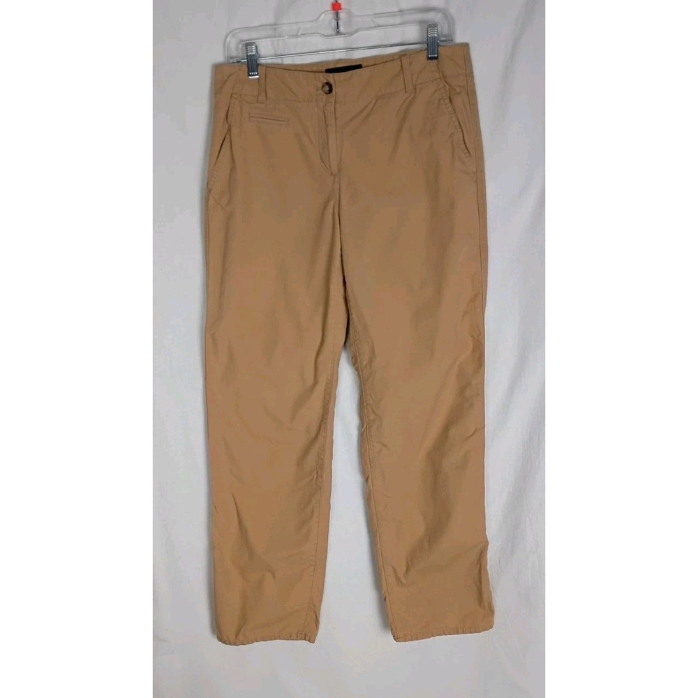 Talbots‎ Women's Boyfriend Brown Khaki Pants Size 4 Flat Front Roll Up Cuffs